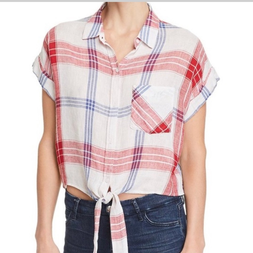 Rails Amelie Plaid Tie Front Top